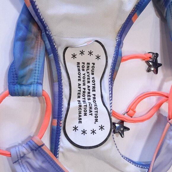 3/$20 NEW Mandarine & Co Tie Side Star Bikini Bottom Swimwear Watercolor Striped - Picture 6 of 11
